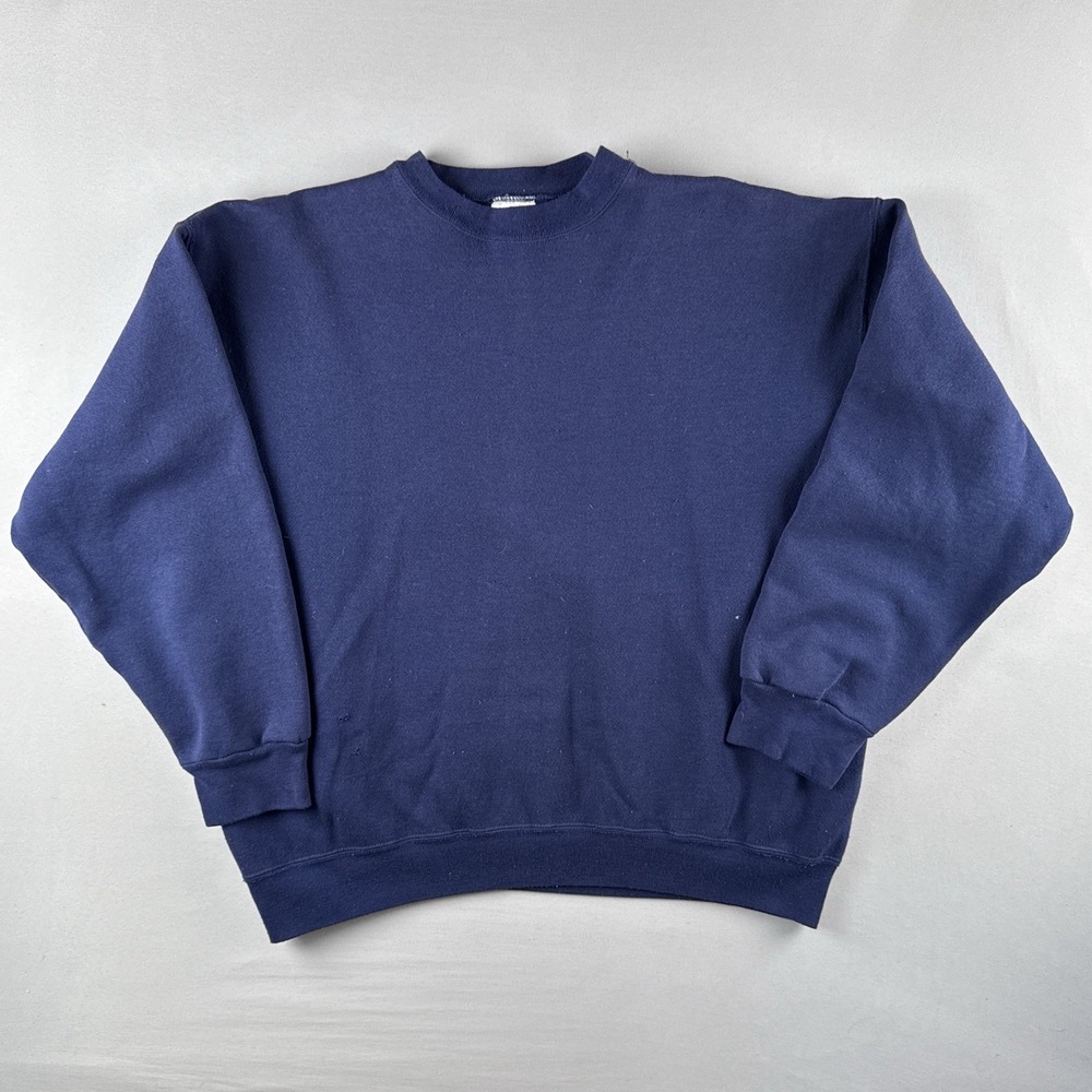 Vintage 90s Blank Crewneck Sweatshirt Navy Blue Mens XL Tultex Heavy